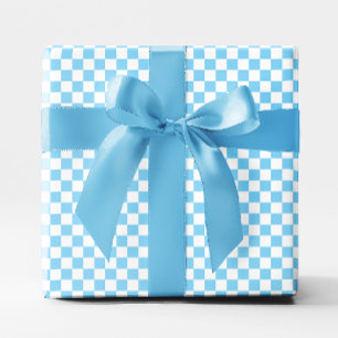 Small Baby Blue und White Checkered Geschenkpapier