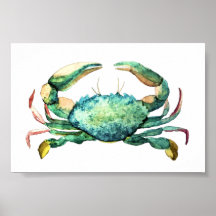 Small Blue Crab Aquarell Print