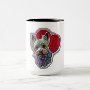 Small Blue Gold PopArt Yorkshire Yorkie Terrier Tasse