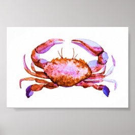 Small Box Red Crab Aquarell Print Poster
