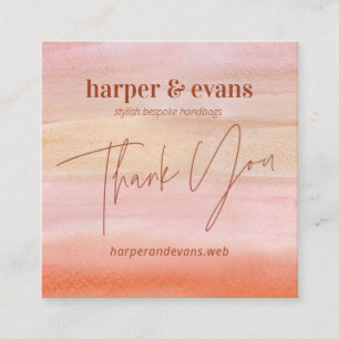 Small Business Dusty Orange Watercolor Vielen Dank Quadratische Visitenkarte