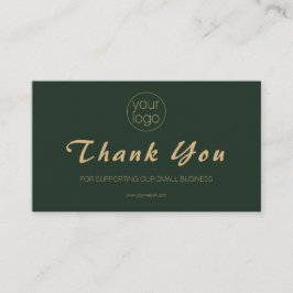 Small Business Logo Thank You QR Card Olive Gold Visitenkarte