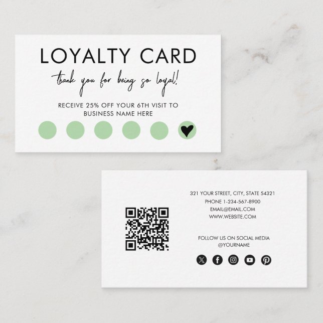Small Business QR Code Loyalty Reward Discount Visitenkarte (Vorne/Hinten)