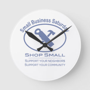 Small Business Samstag - Hardware blau Runde Wanduhr