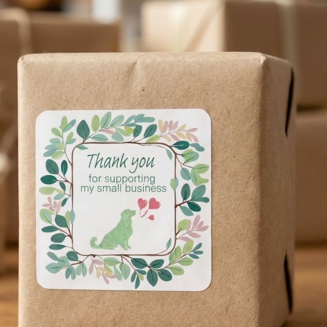 Small Business Thank You Sticker Cute Dog Label (Von Creator hochgeladen)