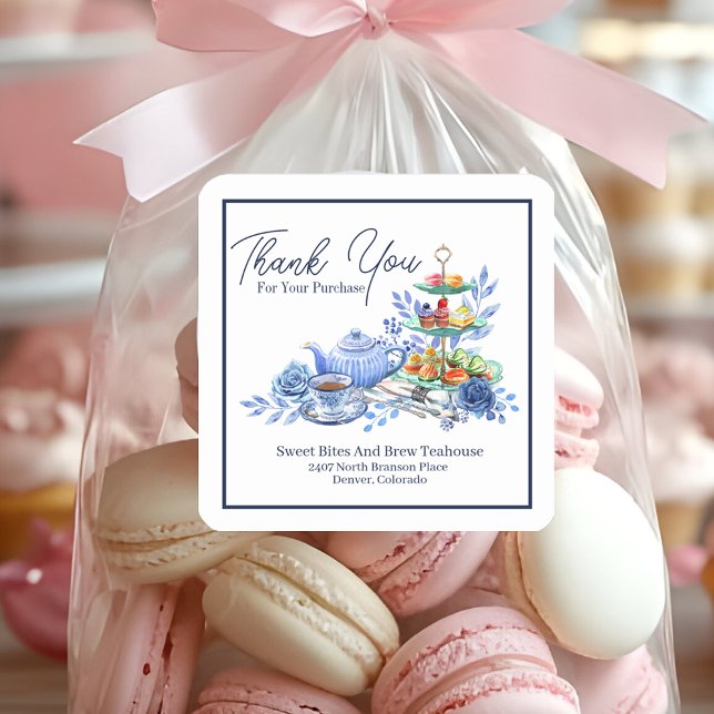 Small Business Thank You Tea Room  Quadratischer Aufkleber (Von Creator hochgeladen)