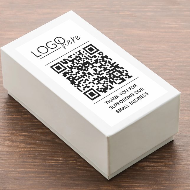 Small Business Your Logo QR Code Thank You Rechteckiger Aufkleber (Small Business Your Logo QR Code Thank You Rectangular Sticker)