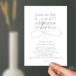 Small Celebration of Big Love, Elegant Minimalist  Einladung<br><div class="desc">Celebrate your love story with this elegant minimalist wedding invitation, designed with a refined serif font paired with delicate handwritten script. Perfect for couples who love modern romance, soft neutrals, and timeless typography. This invitation is ideal for intimate weddings, backyard celebrations, garden ceremonies, or modern elopements. The clean layout and...</div>