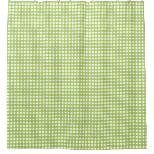 Small Classic Gingham Karo Kariert Pattern Green Duschvorhang (Vorderseite)