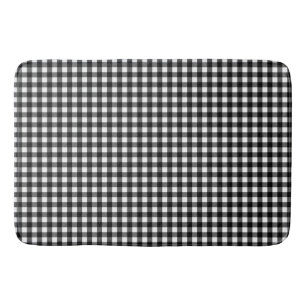 Small Classic Gingham Karo Kariertes Muster Schwar Badematte
