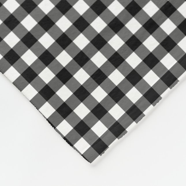 Small Classic Gingham Karo Kariertes Muster Schwar Fleecedecke (Ecke)