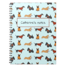 Small Dog Pattern Light Blue Notebook