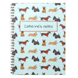 Small Dog Pattern Light Blue Notebook Notizblock