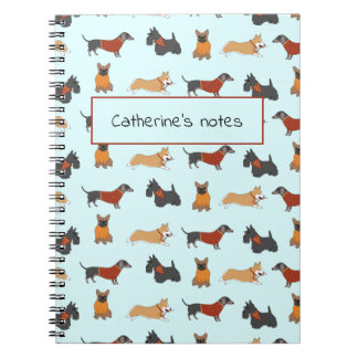 Small Dog Pattern Light Blue Notebook Notizblock