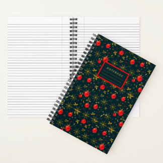 Small Festive Christmas Notebook - Red Ornaments Notizbuch