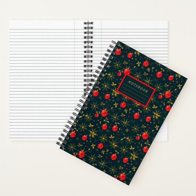 Small Festive Christmas Notebook - Red Ornaments Notizbuch (Innen)