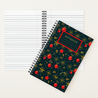 Small Festive Christmas Notebook - Red Ornaments Notizbuch
