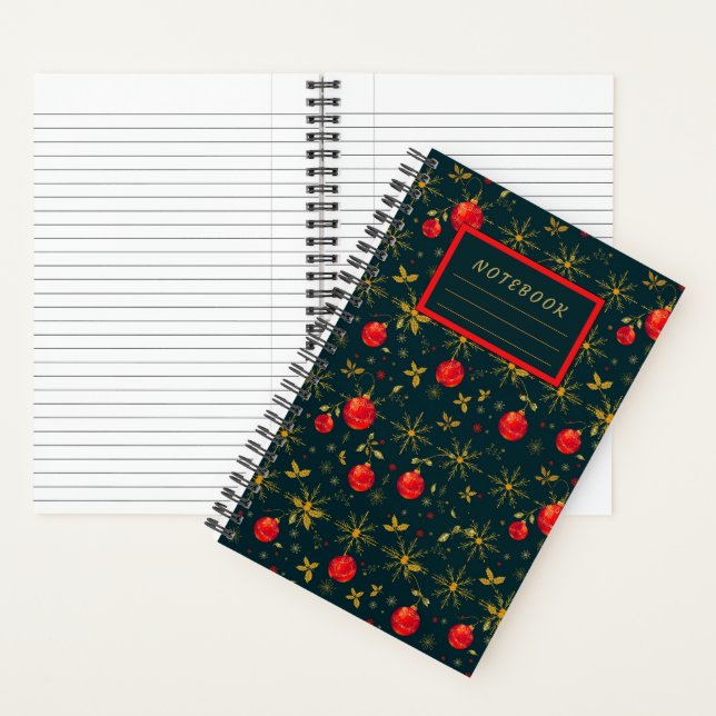 Small Festive Christmas Notebook - Red Ornaments Notizbuch (Innen)