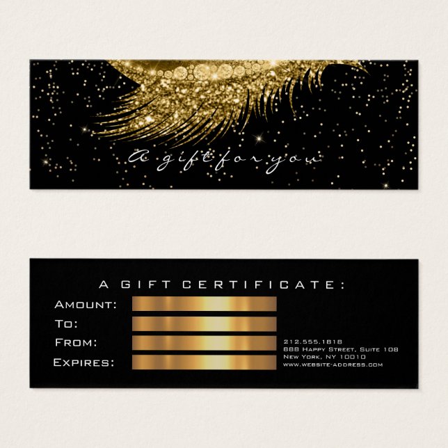 Small Geschenkzertifikat Glitzer Lash Gold Black (Vorne & Hinten)