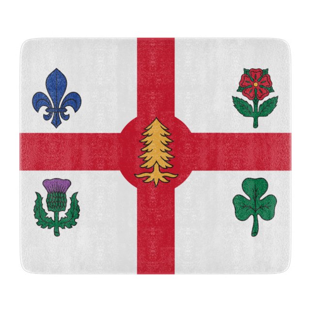 Small glass cutting board with flag of Montreal Schneidebrett (Vorderseite)