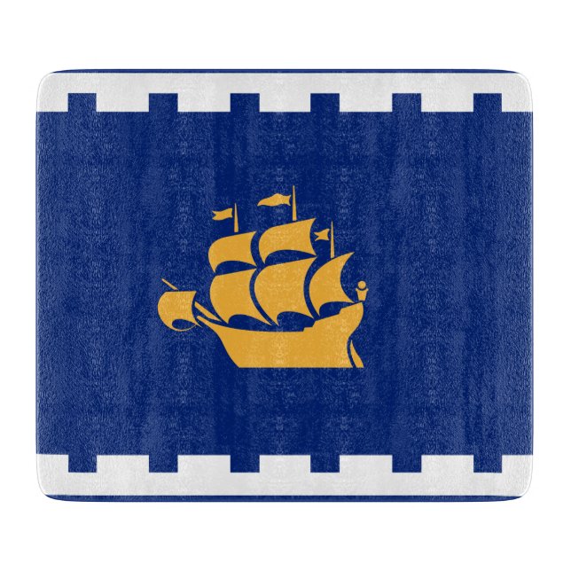 Small glass cutting board with flag of Quebec City Schneidebrett (Vorderseite)
