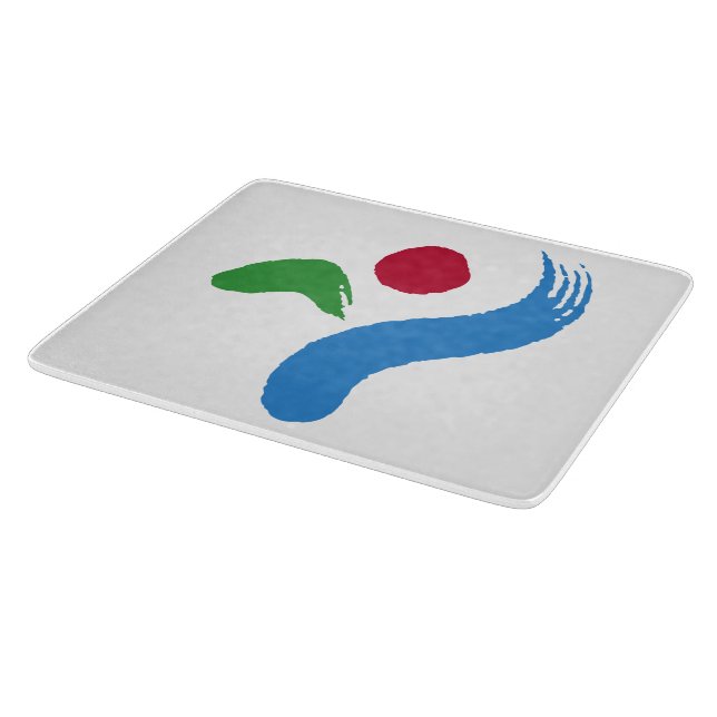 Small glass cutting board with flag of Seoul Schneidebrett (Ecke)