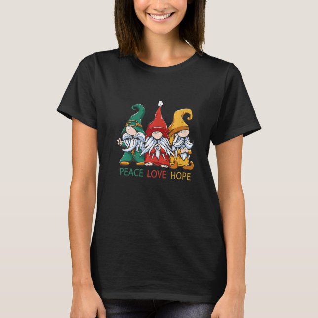 Small gnomes in green red and yellow peas love and T-Shirt (Vorderseite)