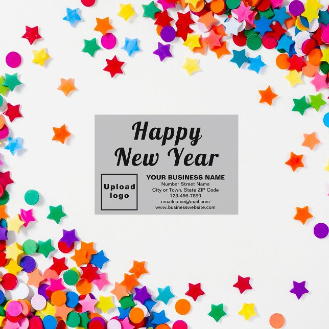 Small Graue Flachkarte für Unternehmen - Neues Jah (Business brand with New Year greeting on small gray flat card)