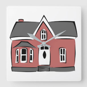 Small House Quadratische Wanduhr