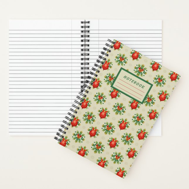 Small Light Christmas Notebook - Vintage Ornaments Notizbuch (Innen)