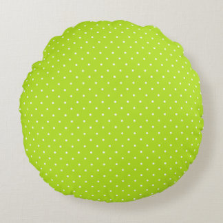 Small Lime Green and White Polka Dots Round Pillow Rundes Kissen