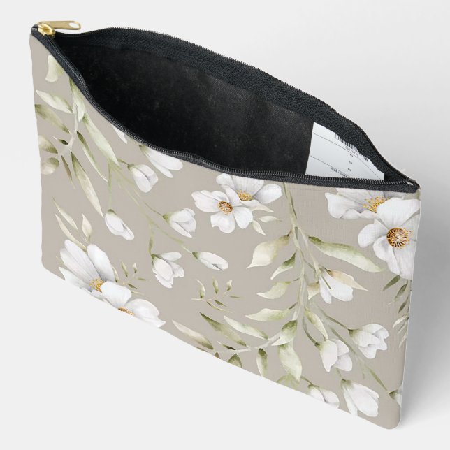Small Magnolia Print Cosmetic Bag Zubehörtasche (Offen)
