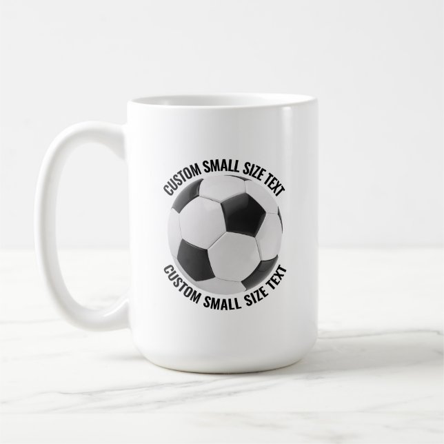 Small Personalized Text Soccer Ball 15 oz. Custom Kaffeetasse (Links)