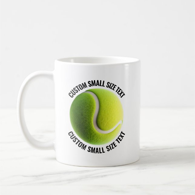 Small Personalized Text Tennis Ball  11 oz. Custom Kaffeetasse (Links)