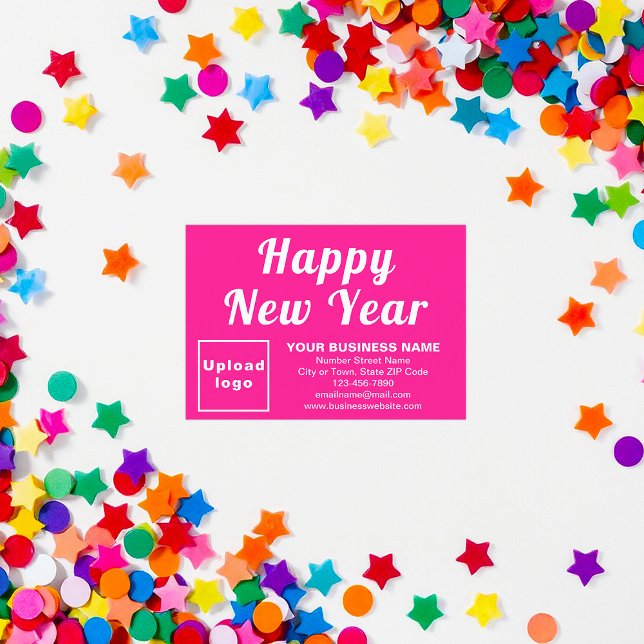 Small Pink Flatcard Business New Year (Business brand with New Year greeting on small pink flat card)