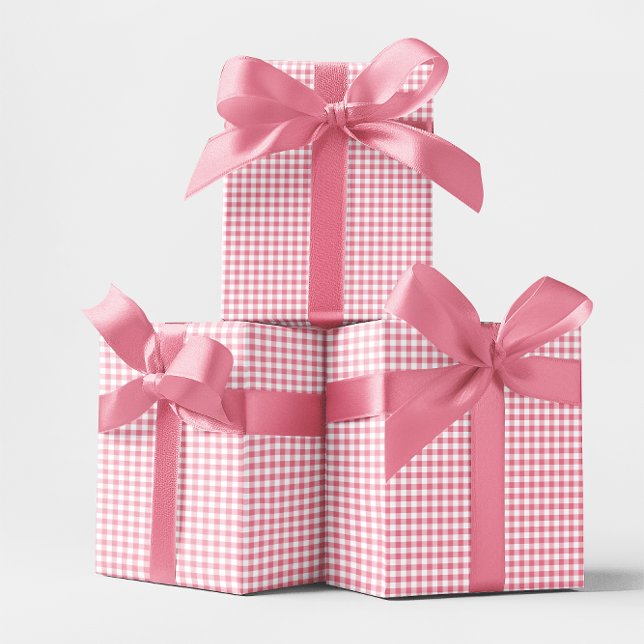 Small Pink Gingham Karo Geschenkpapier (Pink Small Gingham Check Wrapping Paper)