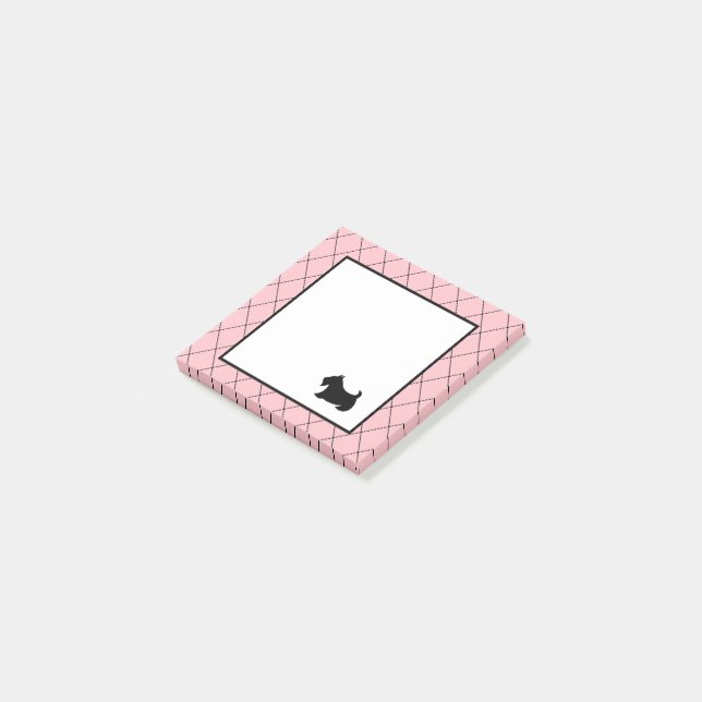 Small Pink Scottish Terrier Post It Notes Post-it Klebezettel (angewinkelt)