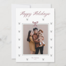Small Ribbon Bow Holiday Foto Card Feiertagskarte