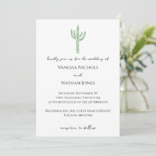 Small Sage Green Saguaro Cactus Wedding Einladung