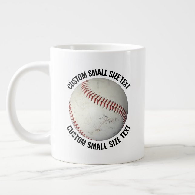Small Size Personalized Text Baseball Custom Jumbo-Tasse (Links)