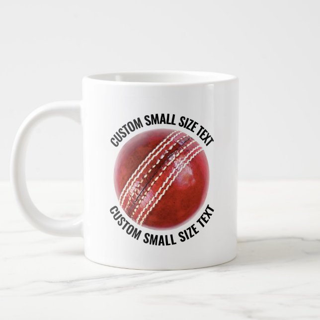 Small Size Personalized Text Cricket Ball Custom Jumbo-Tasse (Links)