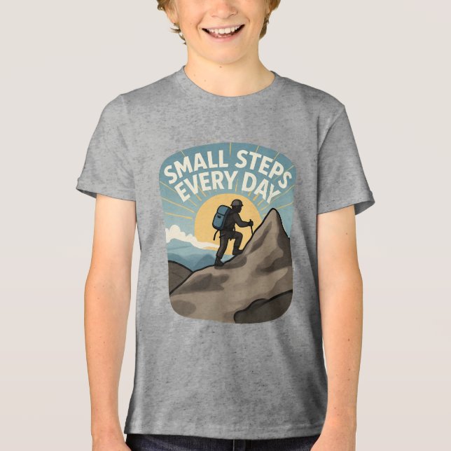 Small Steps Every Day Hiking Mountain Adventure Tri-Blend Shirt (Vorderseite)