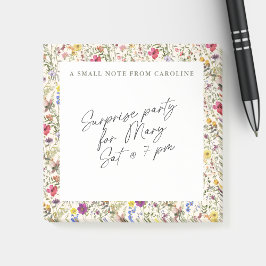 Small Sticky Notepad Wildflower Watercolor Floral Post-it Klebezettel