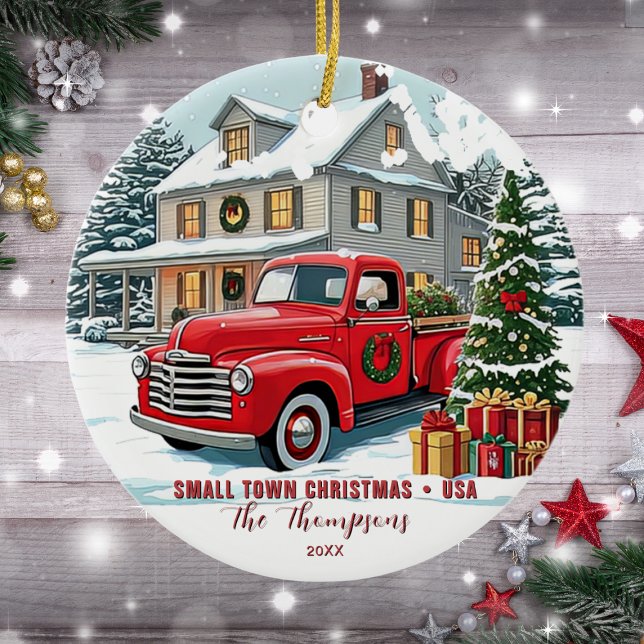 Small Town Christmas USA Familie Keramik Ornament (Von Creator hochgeladen)