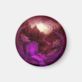 Small Unique Cabin Set Along A Stream Magnet