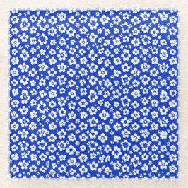 small White Floral Pattern Glasuntersetzer