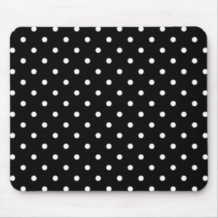 Small White Polka dockt schwarzen Hintergrund Mousepad