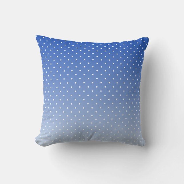 Small White Polka Dots-Ombre Blue Throw Pillow  Kissen (Vorderseite)