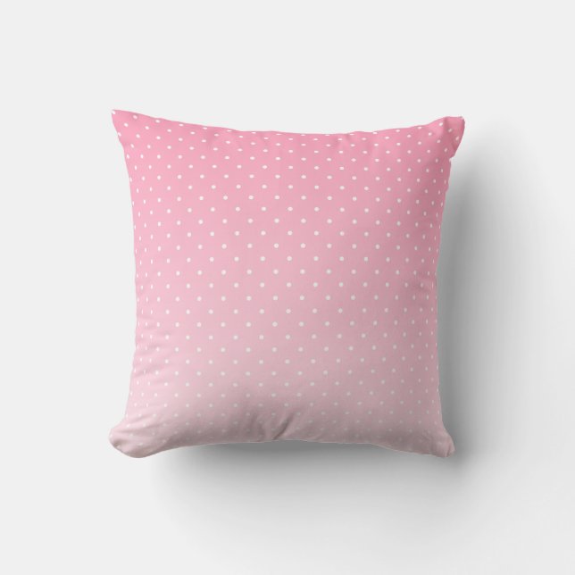 Small White Polka Dots-Ombre Pink Throw Pillow Kissen (Vorderseite)