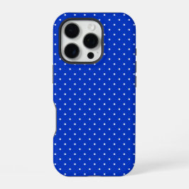 Small White Polka Dots on Cobalt Blue Phone Case iPhone 16 Pro Hülle